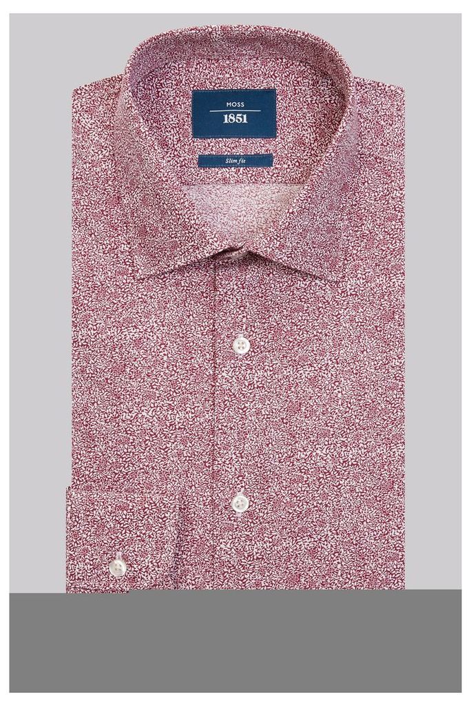 Moss 1851 Slim Fit Mulberry Single Cuff Floral Shirt