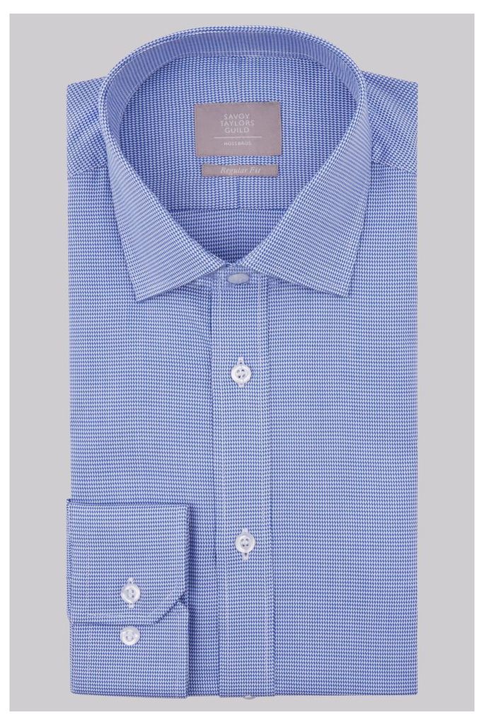 Savoy Taylors Guild Regular Fit Royal Blue Single Cuff Textured Shirt