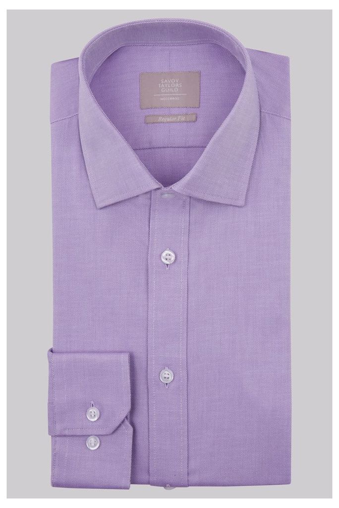 Savoy Taylors Guild Regular Fit Purple Single Cuff Twill Shirt