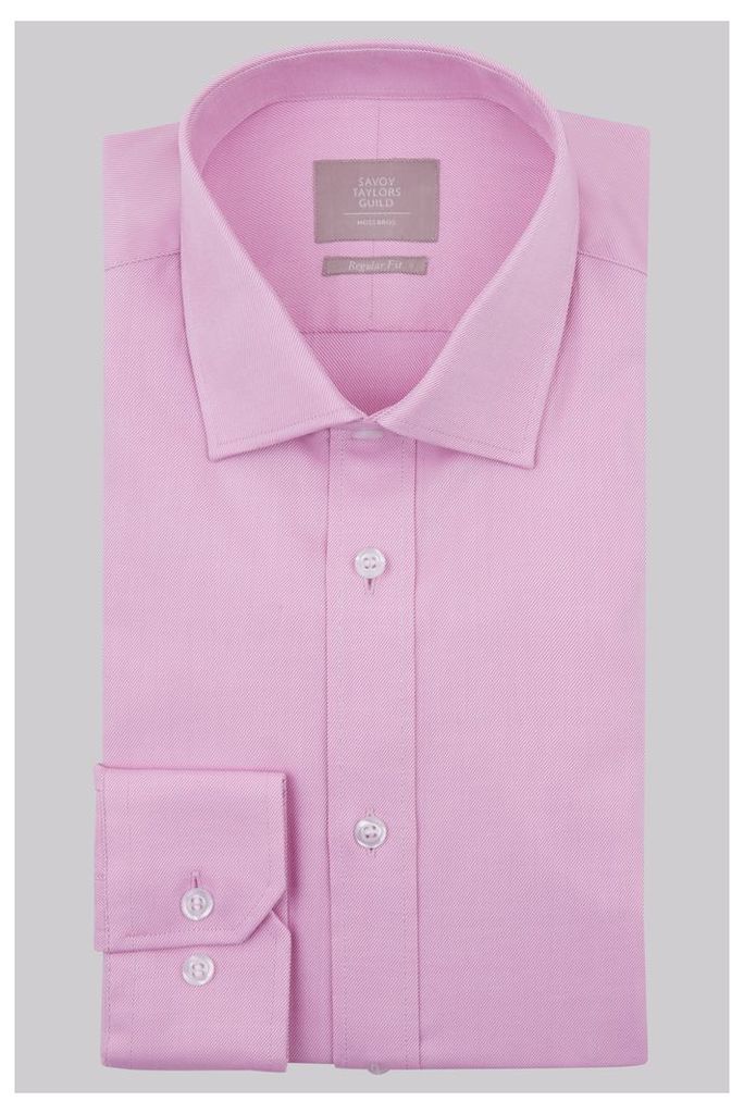 Savoy Taylors Guild Regular Fit Pink Single Cuff Twill Shirt