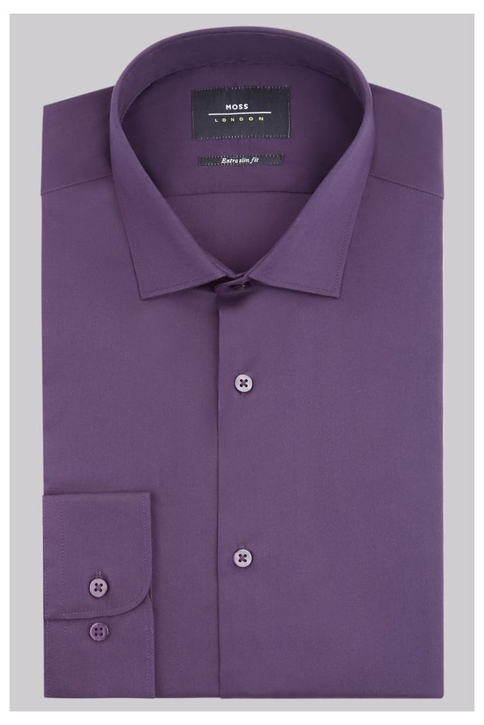 Moss London Extra Slim Fit Purple Single Cuff Stretch Shirt