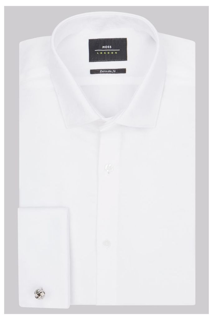 Moss London Extra Slim Fit White Double Cuff Rose Jacquard Shirt