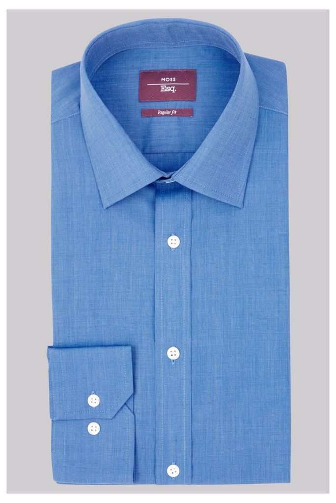 Moss Esq Regular Fit Bright Blue Single Cuff Shirt