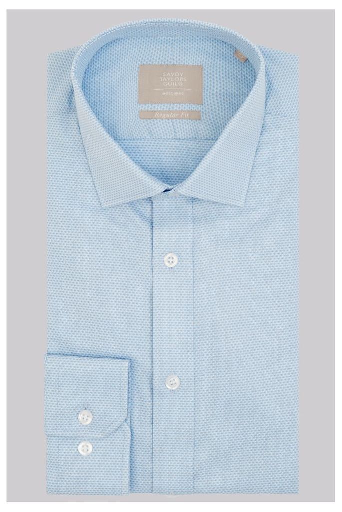 Savoy Taylors Guild Regular Fit Sky Single Cuff Textured Shirt