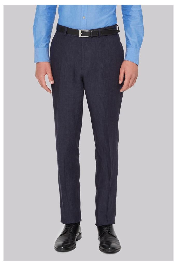 Hardy Amies Navy Linen Trousers