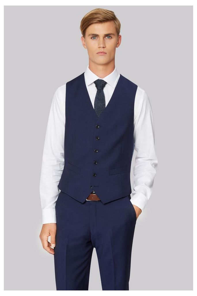 Hardy Amies Tailored Fit Blue Waistcoat