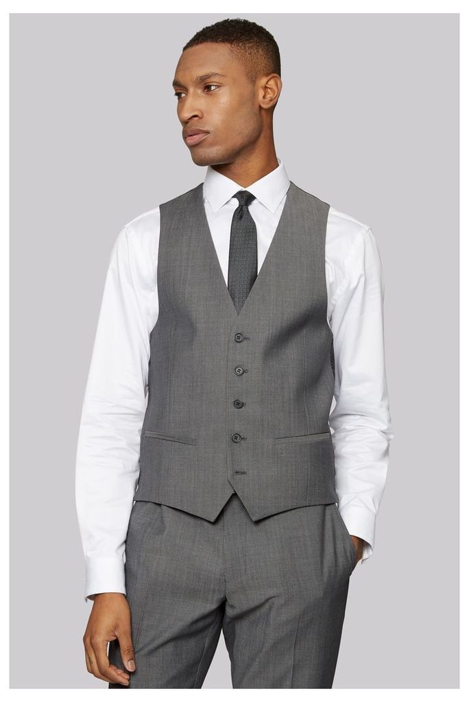 DKNY Slim Fit Grey Twill Waistcoat