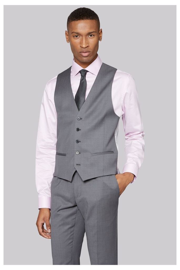 DKNY Slim Fit Grey Pindot Waistcoat