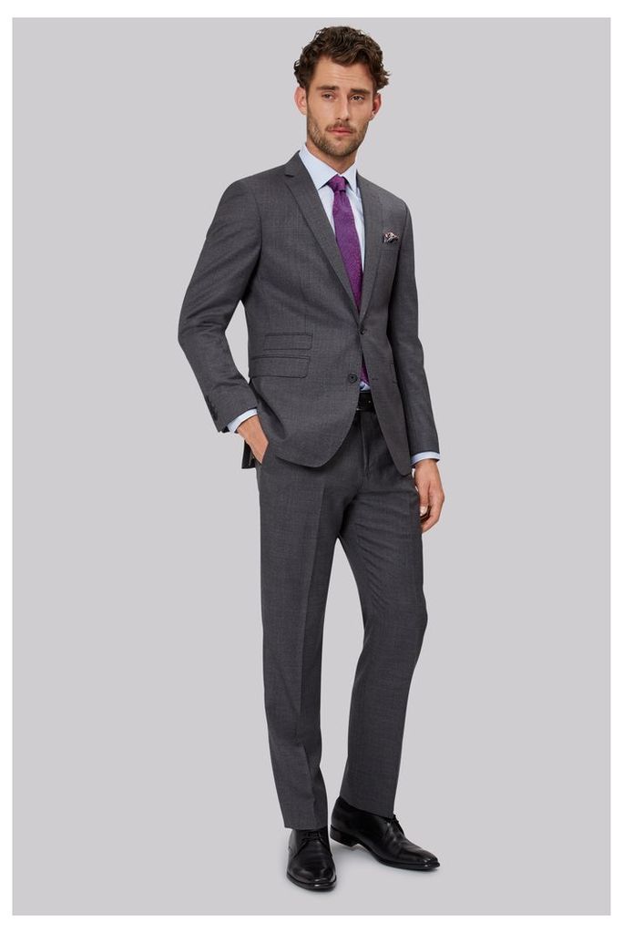 Moss 1851 Tailored Fit Mid Grey Sharkskin Suit