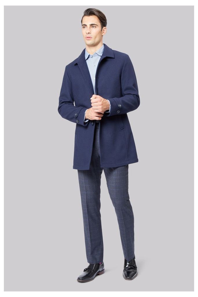 Moss 1851 Tailored Fit Navy Performance Bonded Coat