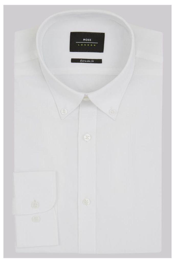Moss London Extra Slim Fit White Single Cuff Button Down Stretch Shirt