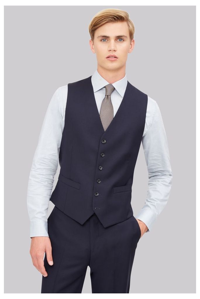 Hardy Amies Tailored Fit Navy Waistcoat