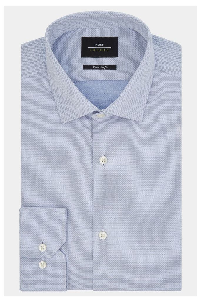 Moss London Extra Slim Fit Sky Single Cuff Oval Texture Shirt