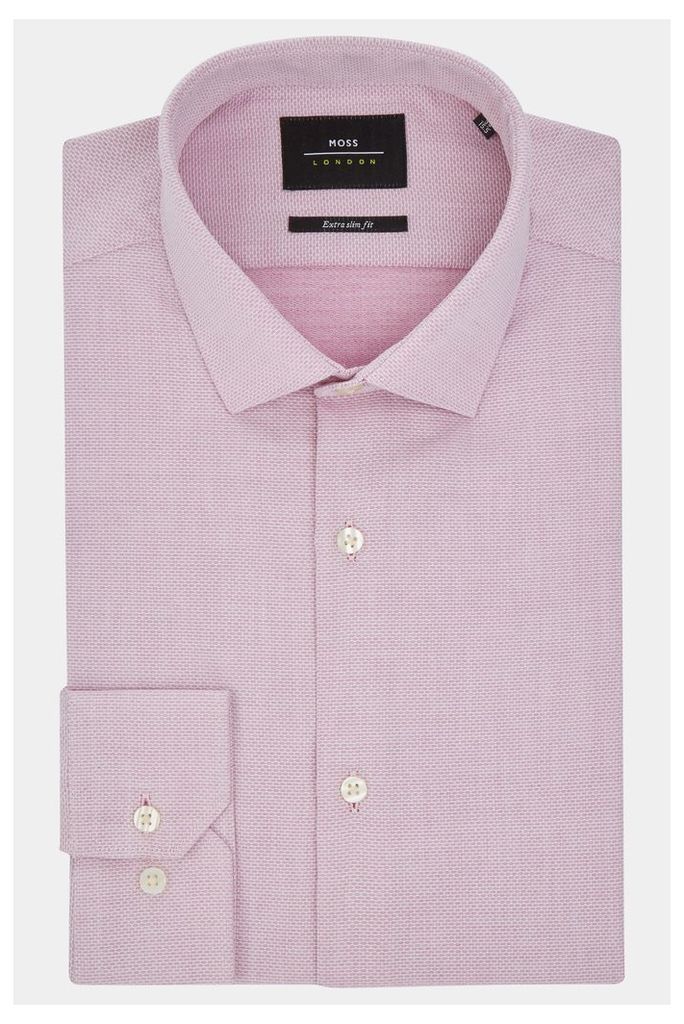 Moss London Extra Slim Fit Pink Single Cuff Oval Texture Shirt