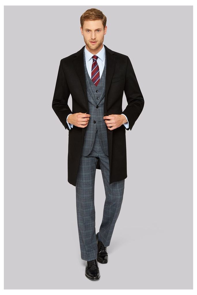 Prestige Regular Fit Black Cashmere Overcoat