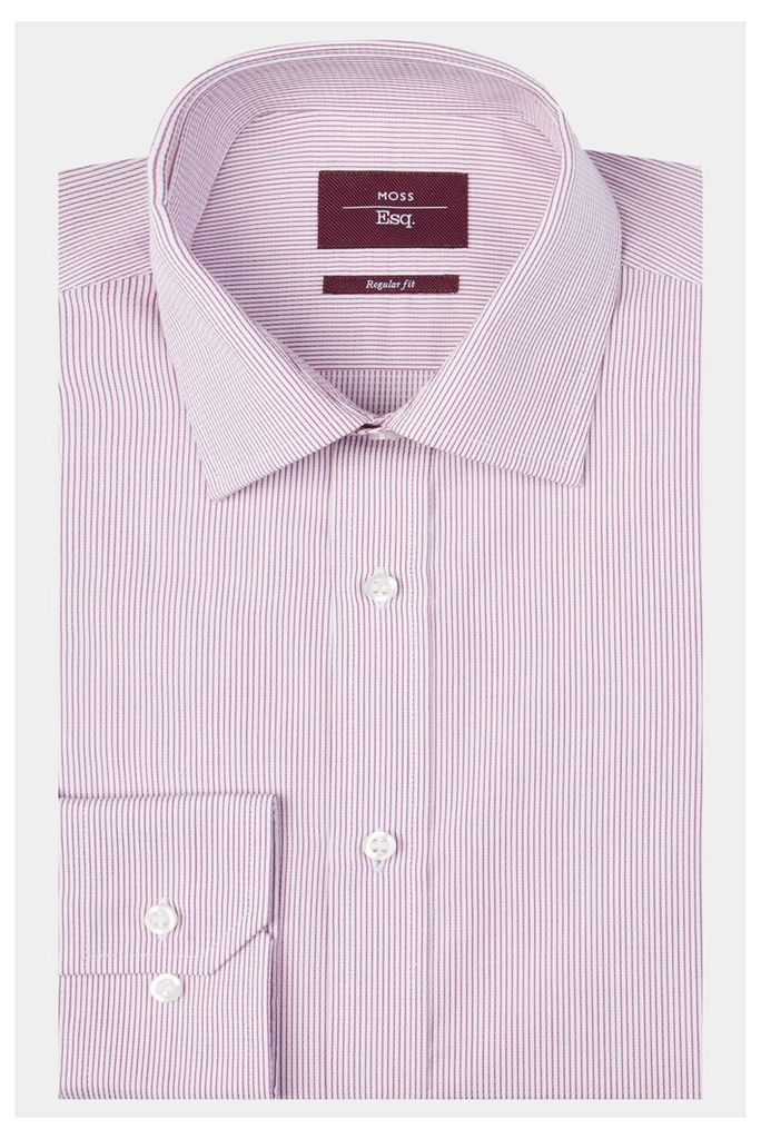 Moss Esq. Regular Fit Pink Single Cuff Stripe Shirt