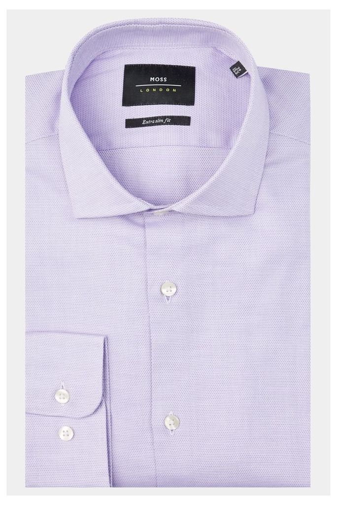 Moss London Premium Extra Slim Fit Lilac Single Cuff Circle Pattern Shirt