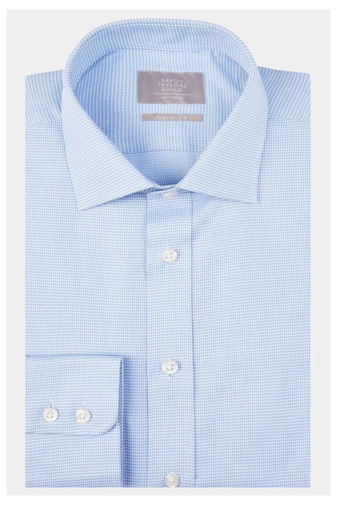 Savoy Taylors Guild Regular Fit Blue Single Cuff Tonal Spot Shirt