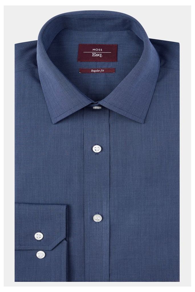 Moss Esq. Regular Fit Navy Single Cuff Shirt