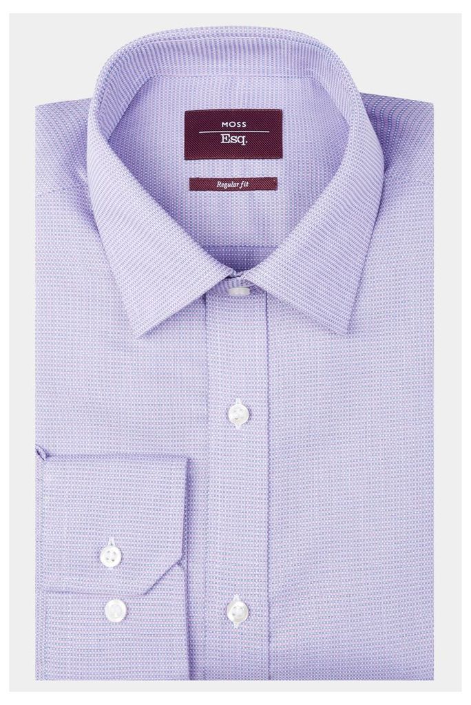 Moss Esq. Regular Fit Lilac & Blue Single Cuff Textured Shirt