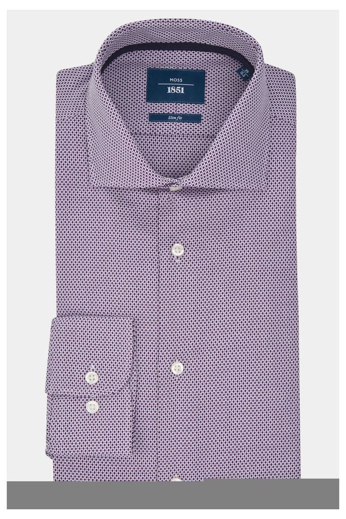 Moss 1851 Slim Fit Purple Single Cuff Textured Shirt