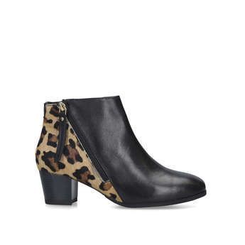 Womens Carvela Comfort Rachelblack And Leopard Print Block Heel Ankle Boots, 3 UK