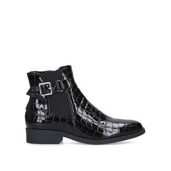 Womens Carvela Comfort Richblack Patent Croc Effect Ankle Boot, 8 UK
