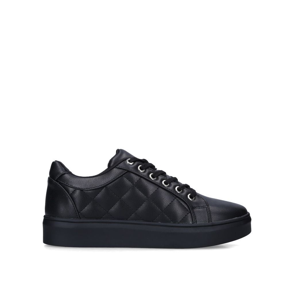 Women's Low Top Trainers Black Quilted Mila