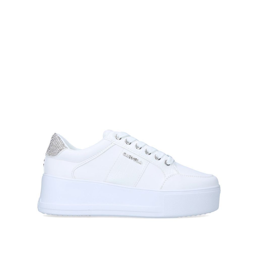 Women's Trainers White Fabric Jive Lace Up