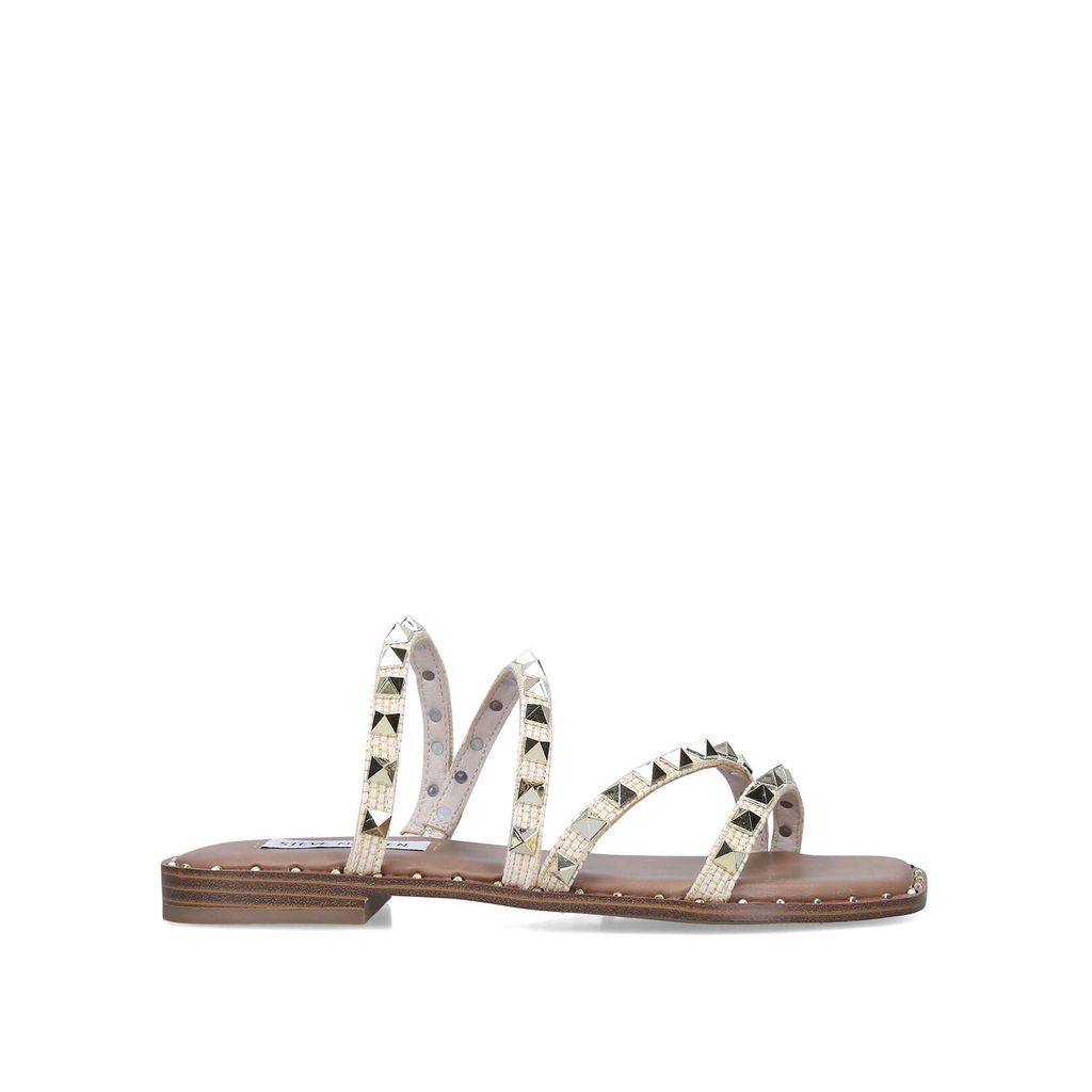 Skyler Brown Studded Gold Slide On Sandals