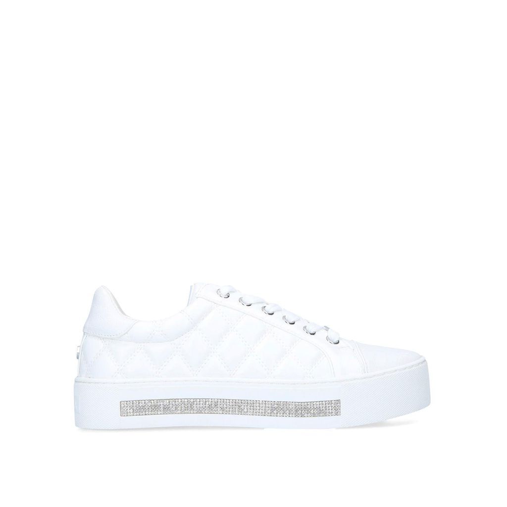 Women's Trainers White Quilted Embellished Jeo