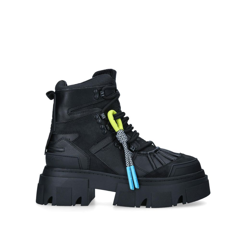 Women's Ankle Boots Black Trekker Pumped Hiker