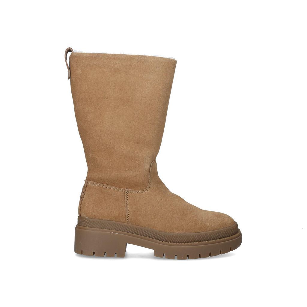 Carvela Women's High Ankle Boots Camel Suede Cosy Waterproof Calf Boot