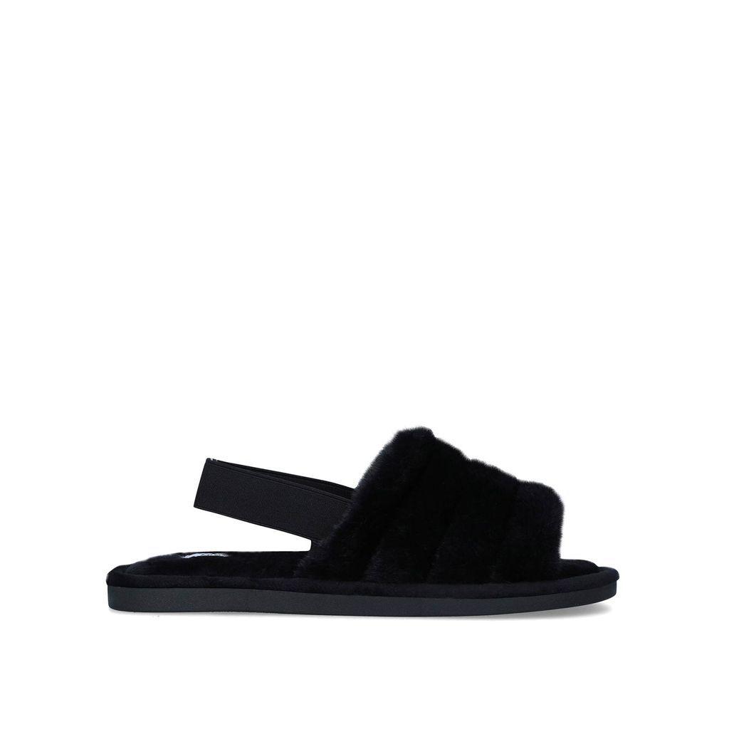 Women's Slippers Black Faux Fur Aria Elastic