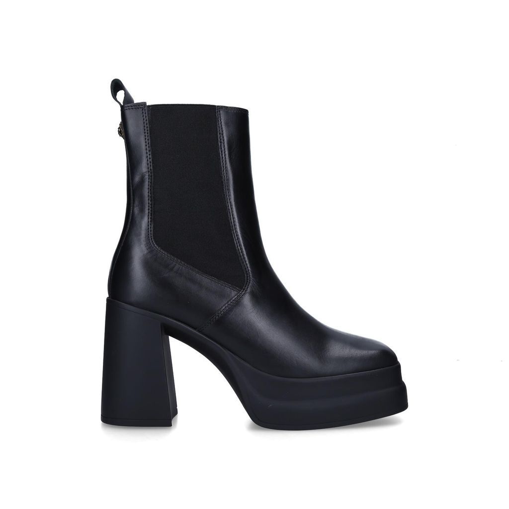 Women's Ankle Boot Black Leather Stomp Chelsea
