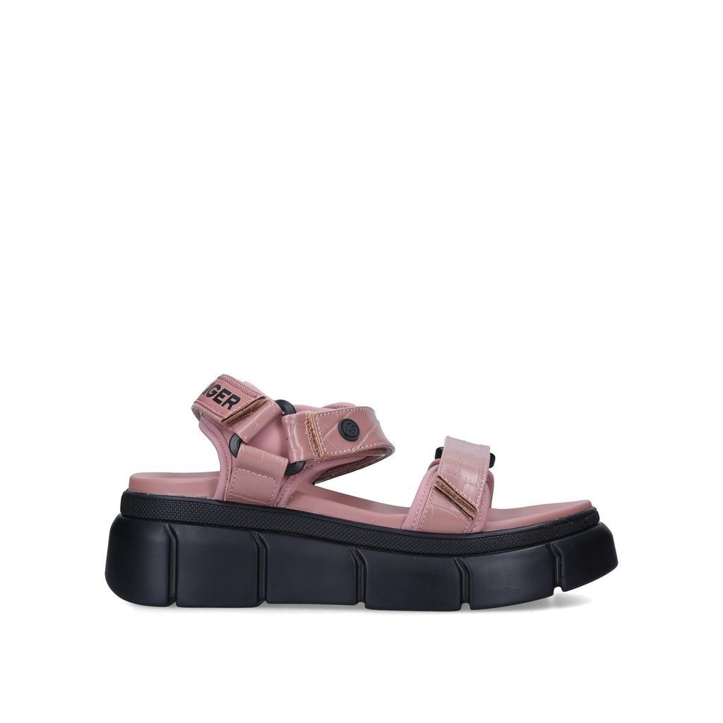 Women's Sandals Pink Croc Print Rigged