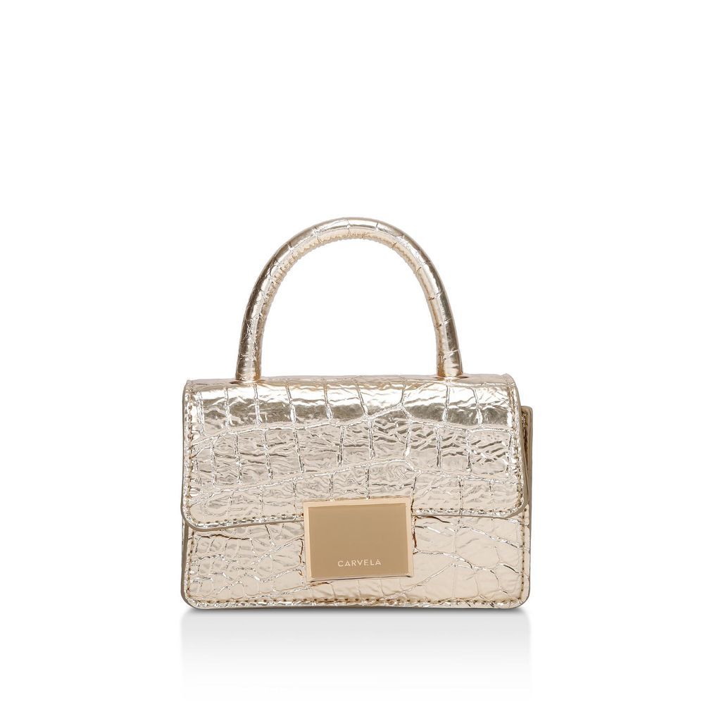 Women's Cross Body Bag Gold Croc Embossed Jessica City