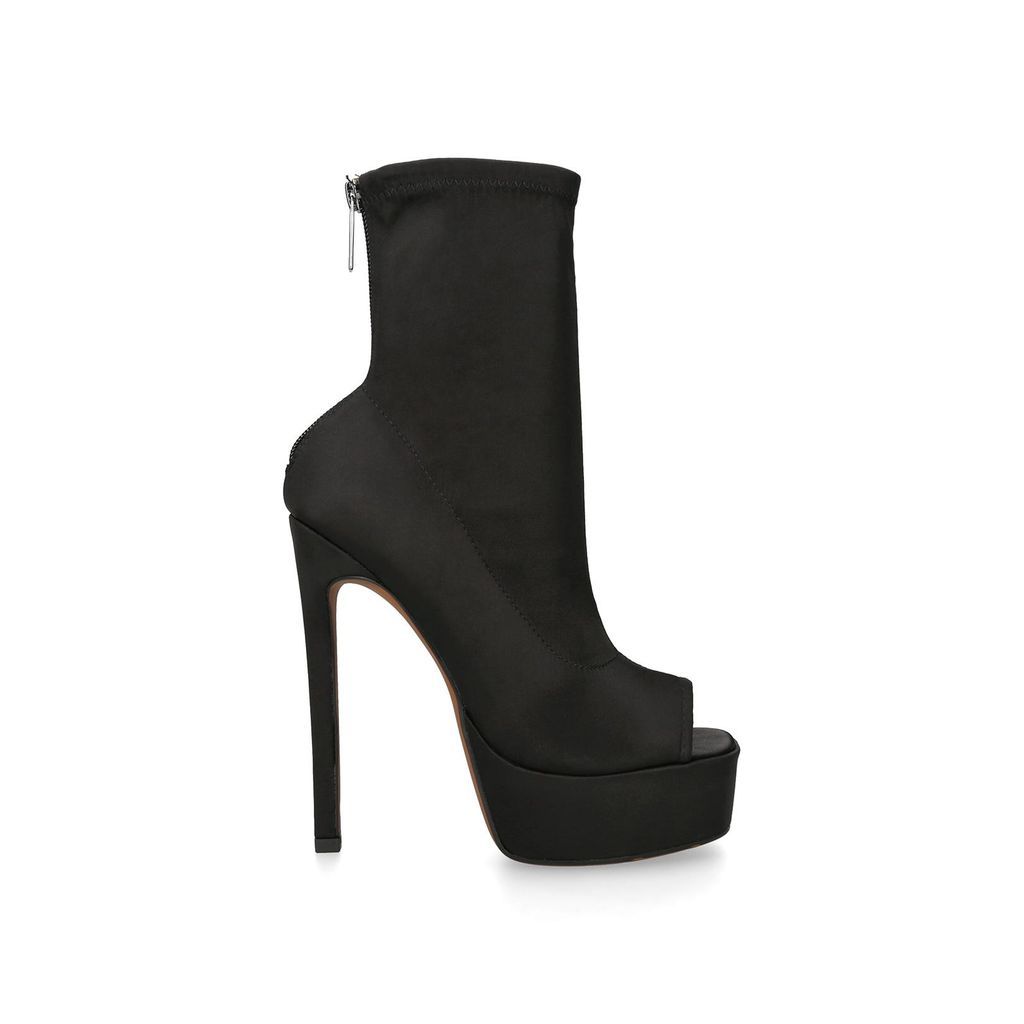 Women's Heeled Boots Black Satin stretch Flame