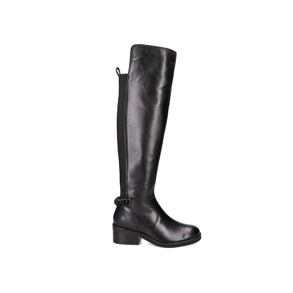 Women's Over The Knee Boots Black Leather Chelsea