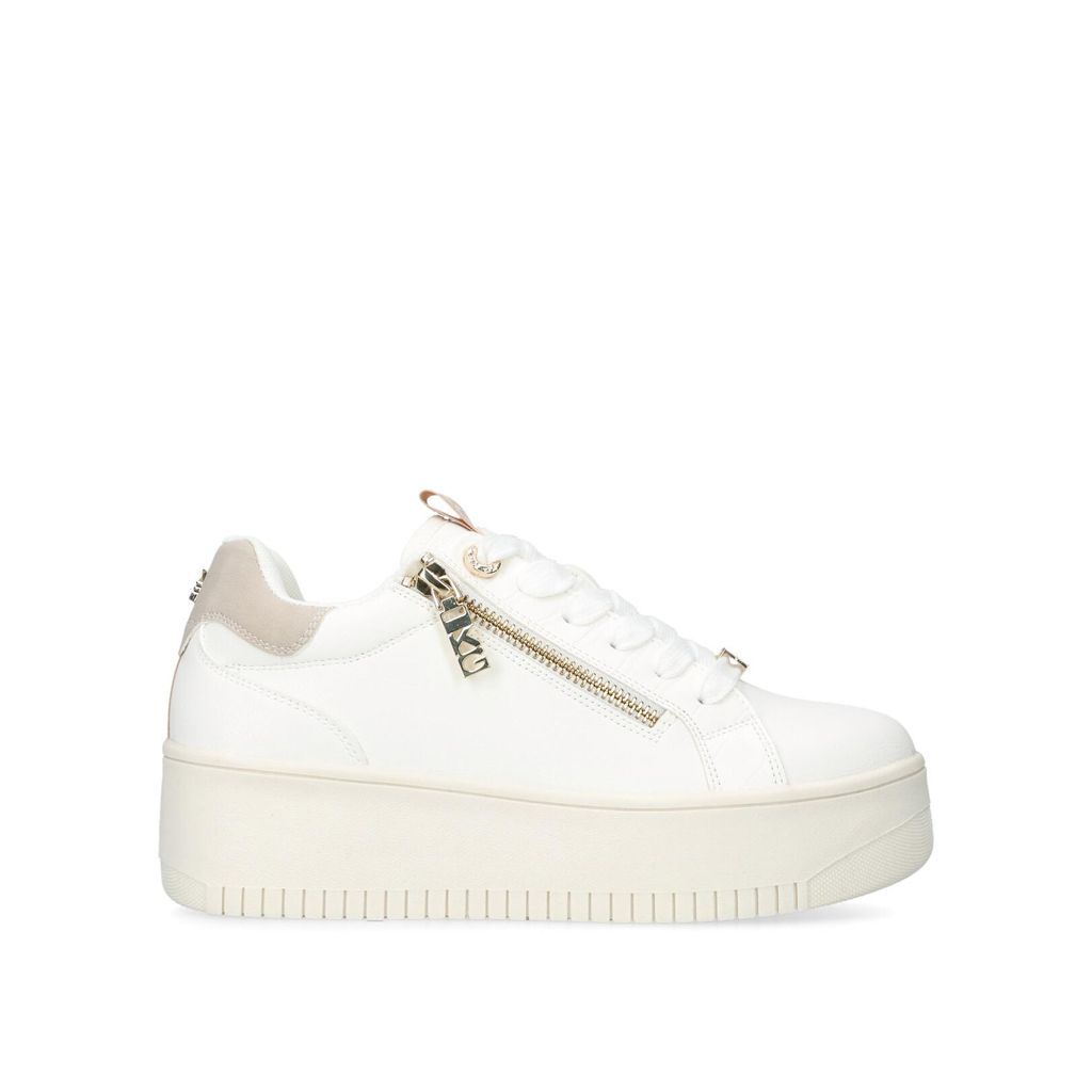 Women's Trainers White Vegan Leslie Side Zip