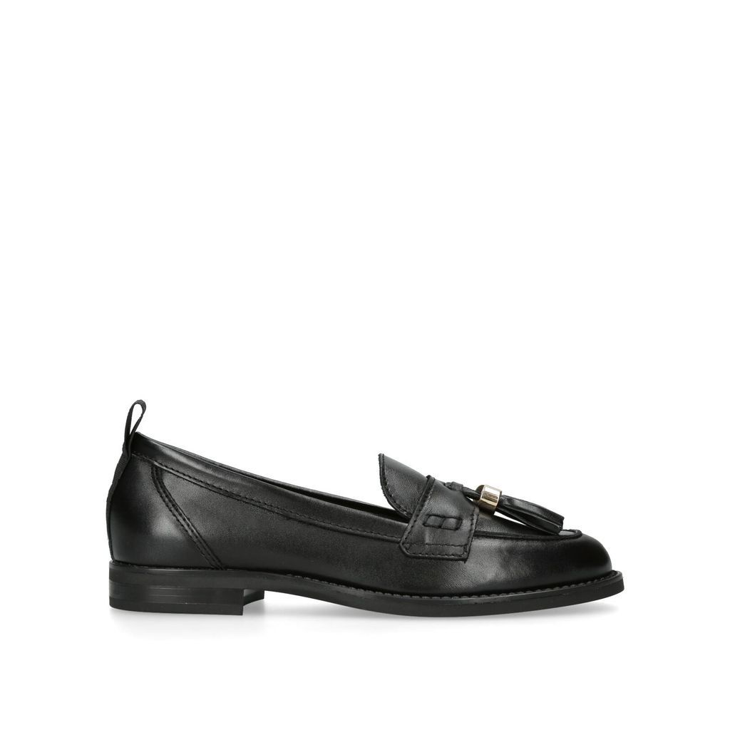 Women's Loafers Black Flat Leather Mia
