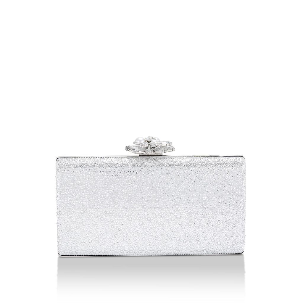 Women's Clutch Bag Silver Synthetic Crystal