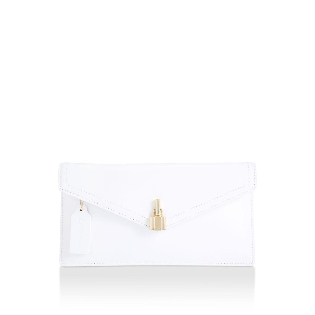 Women's Clutch Bag White Leather Vanity