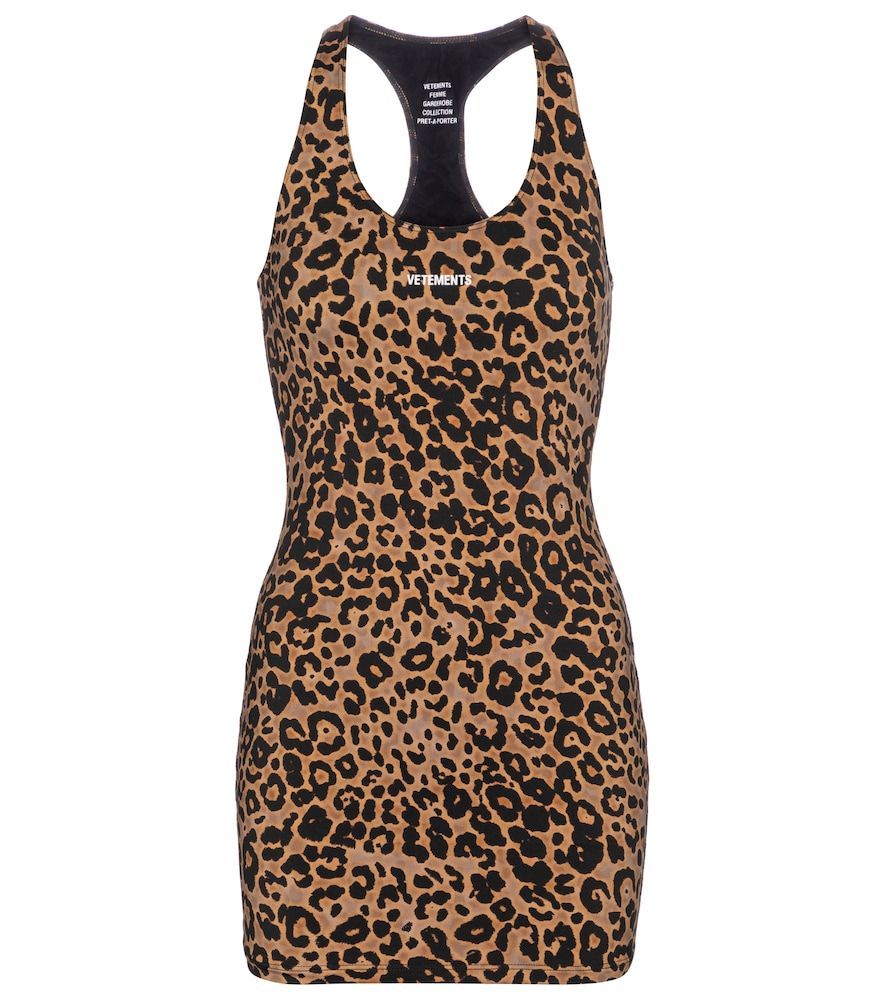 Leopard-print stretch-jersey minidress