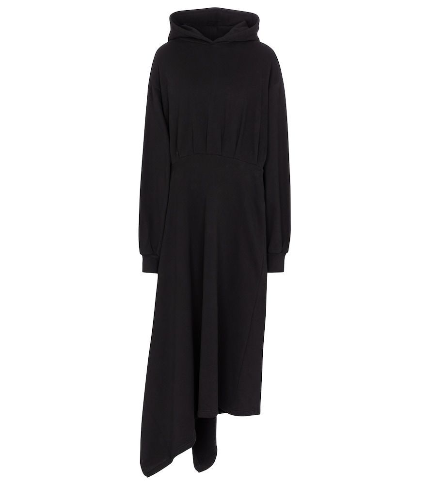Asymmetric cotton hoodie dress