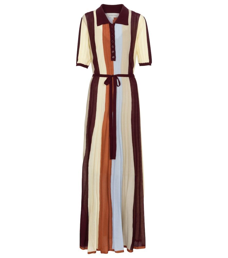Striped ribbed-knit maxi dress
