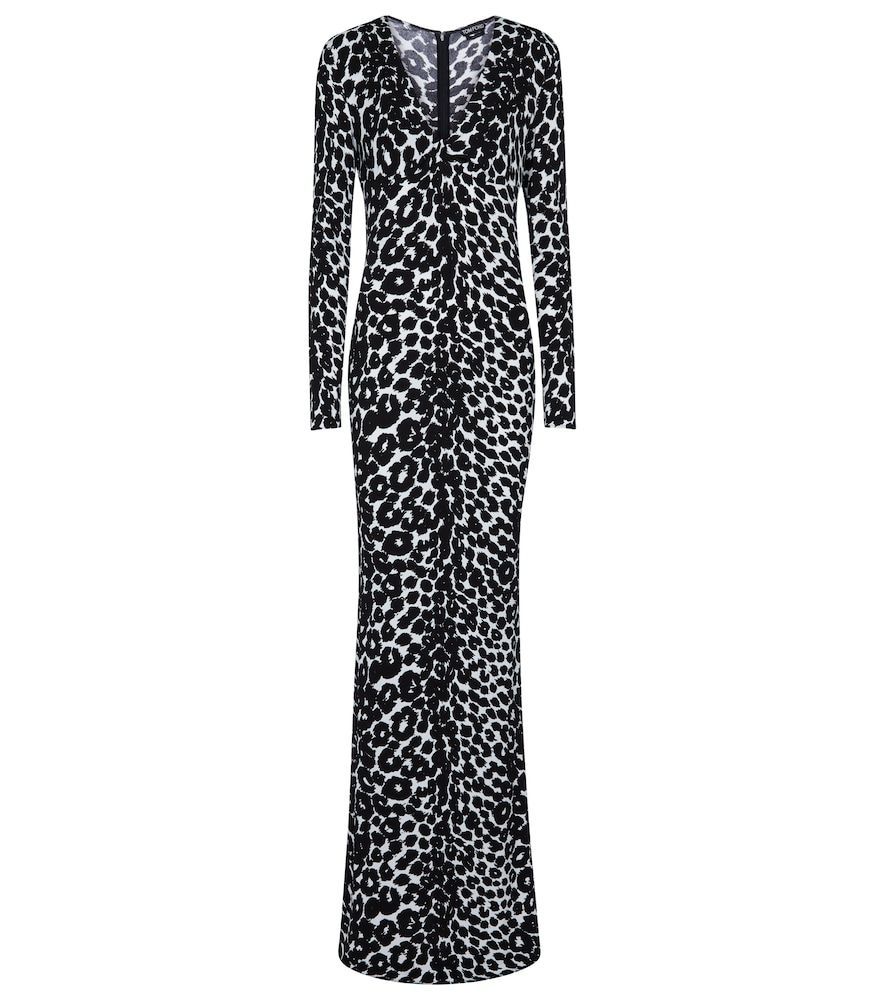 Leopard-print jersey midi dress