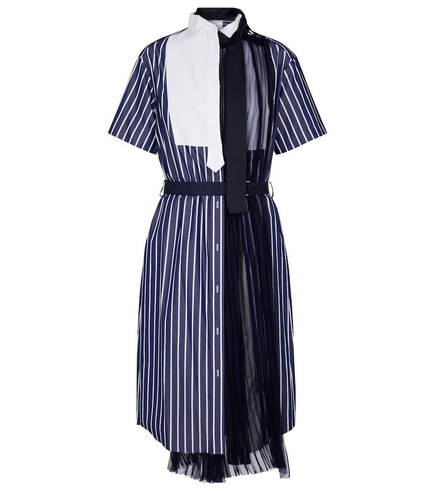 Striped cotton-blend dress