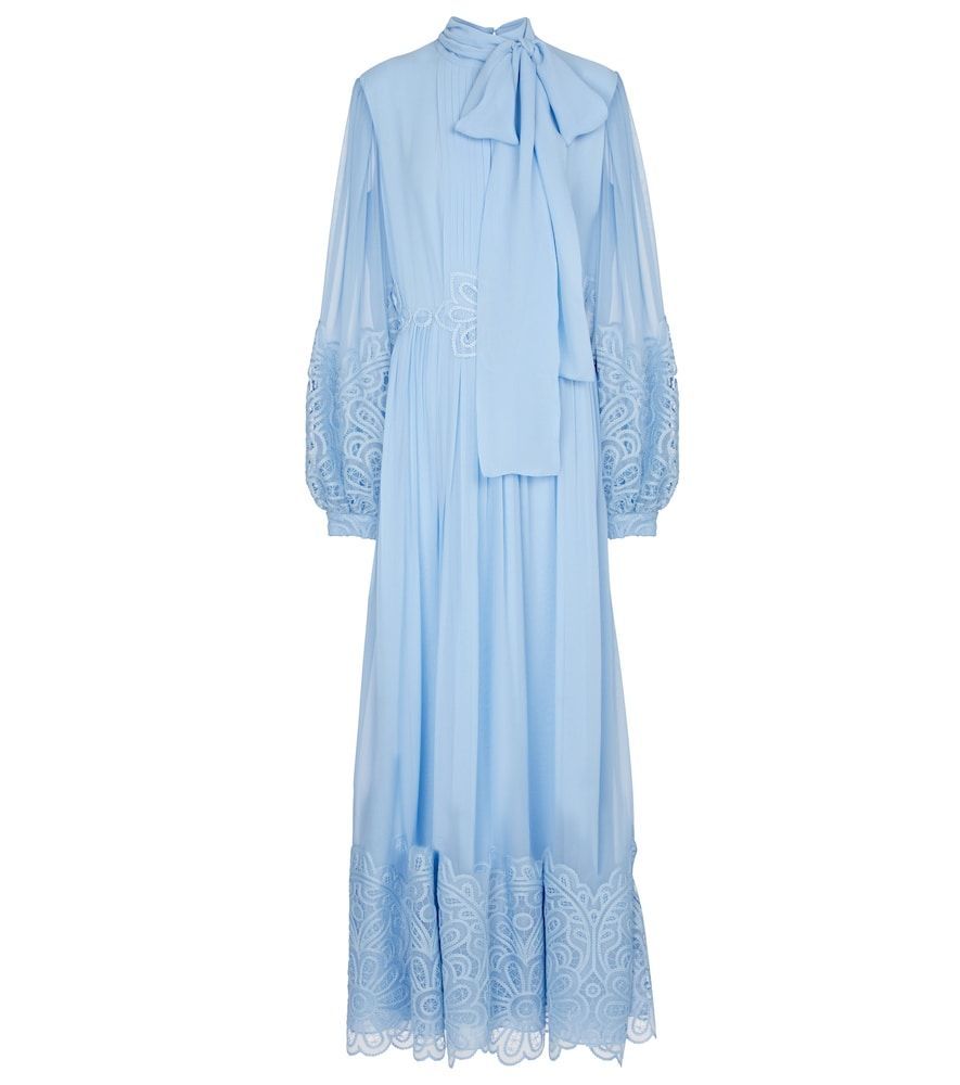 Tianna embroidered silk-blend chiffon gown