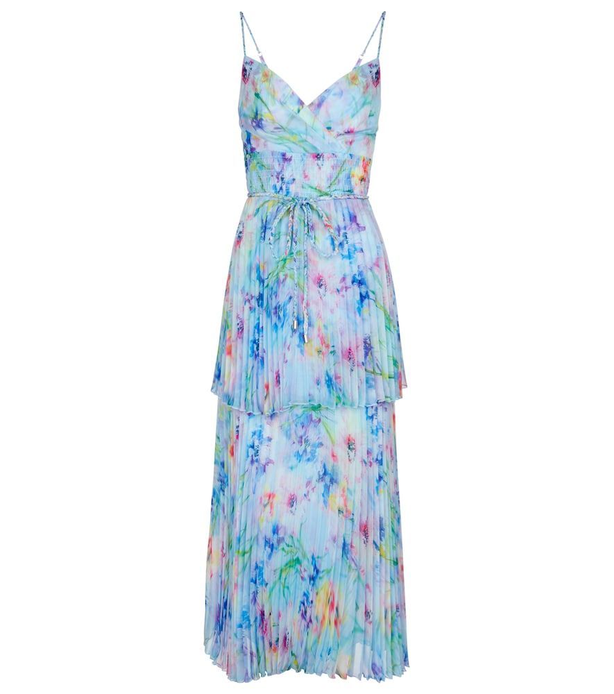 Floral pleated chiffon gown